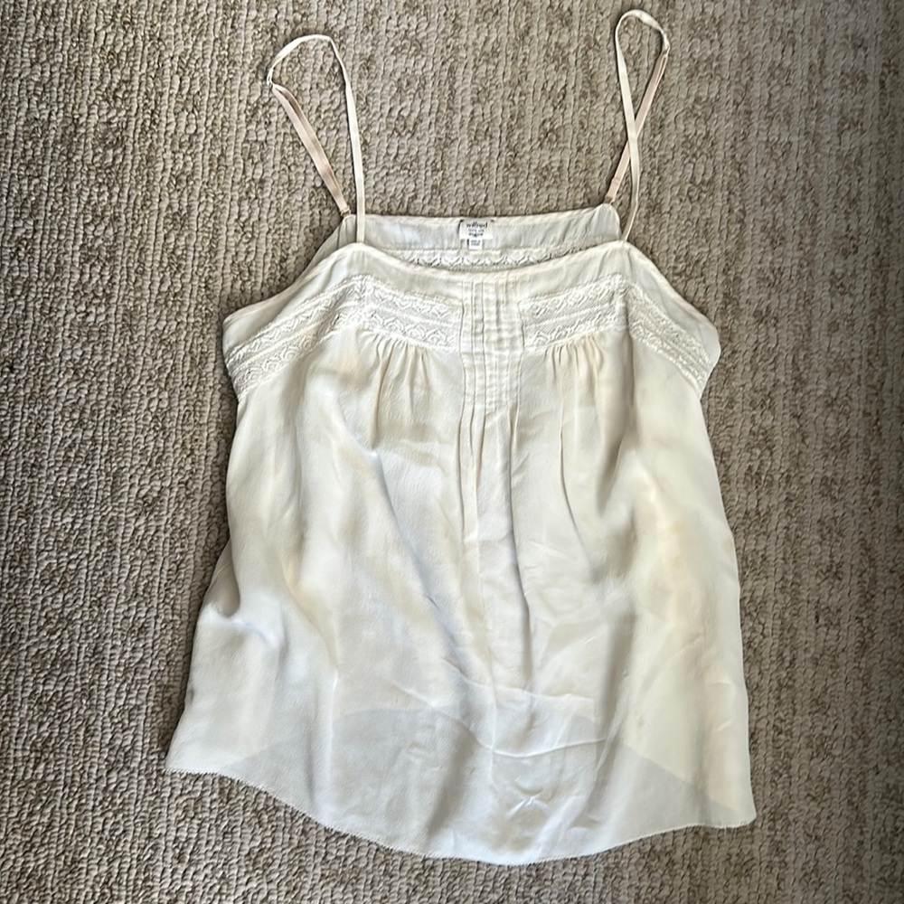 Wilfred 100% silk cream camisole blouse sz M